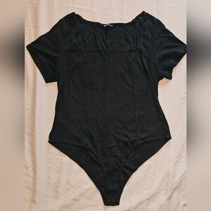 Charlotte Russe Ribbed Square Neck Bodysuit